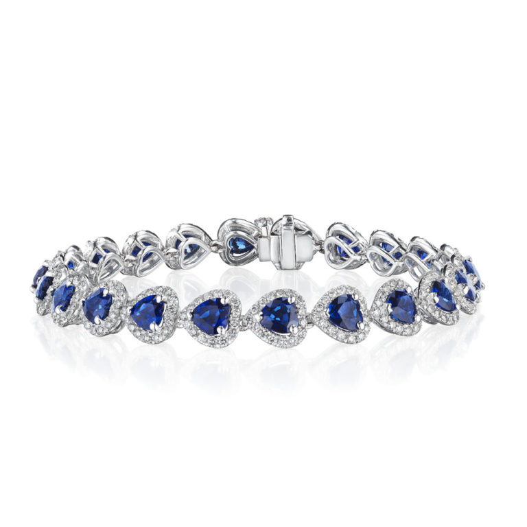 Sapphire Heart & Diamond Halo Bracelet – SES Creations