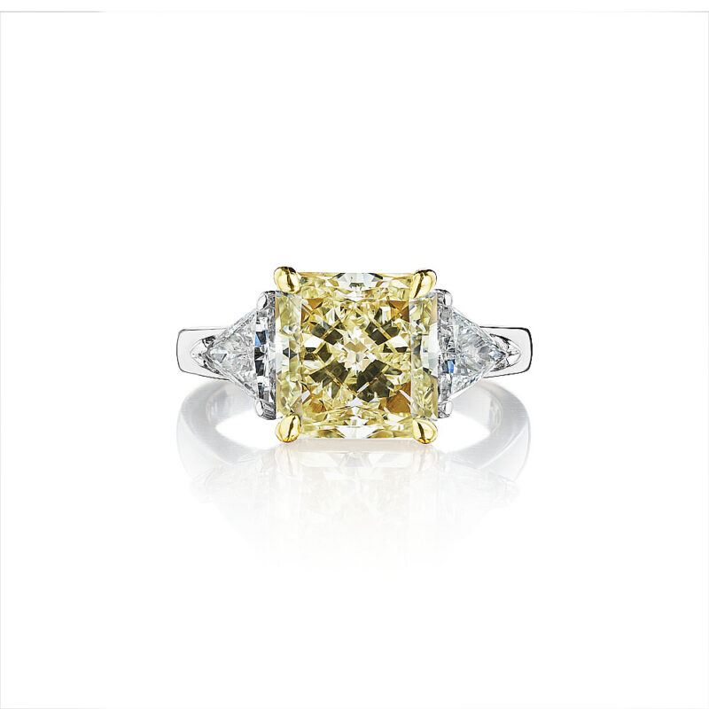 Fancy Yellow Radiant & Trillion Diamond Ring – SES Creations