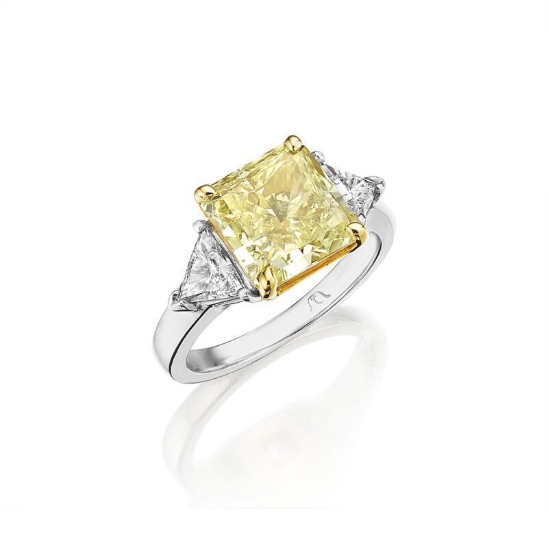 Fancy Yellow Radiant & Trillion Diamond Ring – SES Creations